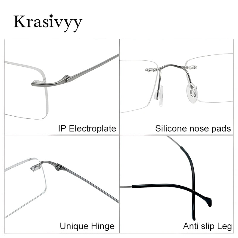 Krasivyy Unisex Rimless Square Titanium Prescription Eyeglasses KR16020 - view 4