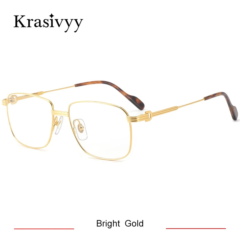 Krasivyy Women's Full Rim Flat Top Square Titanium Eyeglasses 2940 Full Rim Krasivyy Bright Gold  