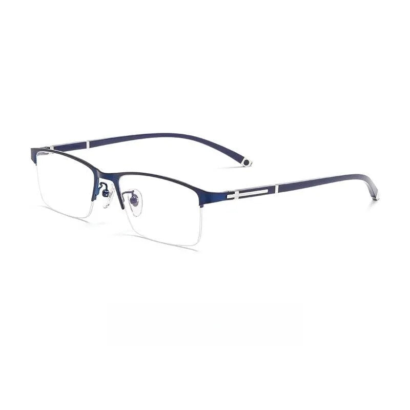 Yimaruili Men's Full Semi Rim Square Alloy Eyeglasses P9211 P9212 Semi Rim Yimaruili Eyeglasses P9211 Blue  