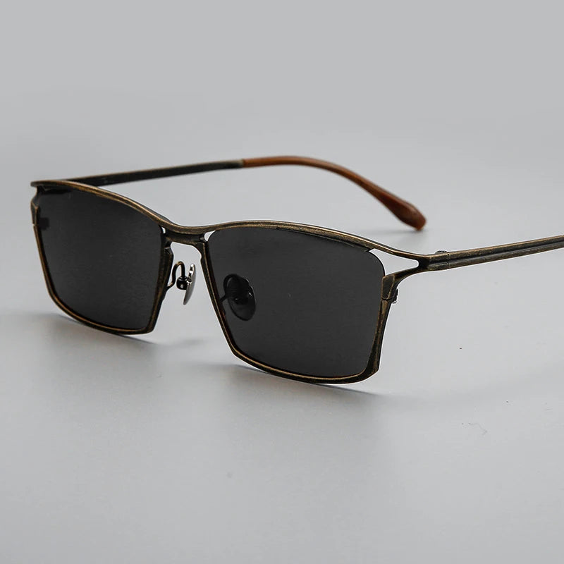 Black Mask Men's Full Rim Big Square Titanium Sunglasses 366885