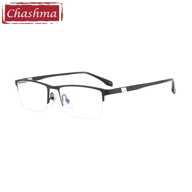 Chashma Ochki Men's Semi Rim Square Titanium Eyeglasses 44279 Semi Rim Chashma Ochki Black  