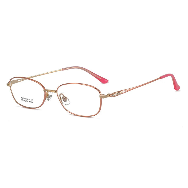 Bclear Women's Full Rim Oval Titanium Eyeglasses 7955 Full Rim Bclear Pink Gold  