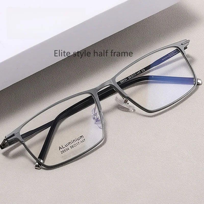 KatKani Men's Full Rim Square  Aluminum Magnesium Eyeglasses 28534 Full Rim KatKani Eyeglasses   