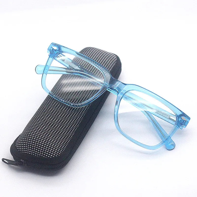Cubojue Unisex Full Rim Square Acetate Reading Glasses Xh0011 Reading Glasses Cubojue blue 0 