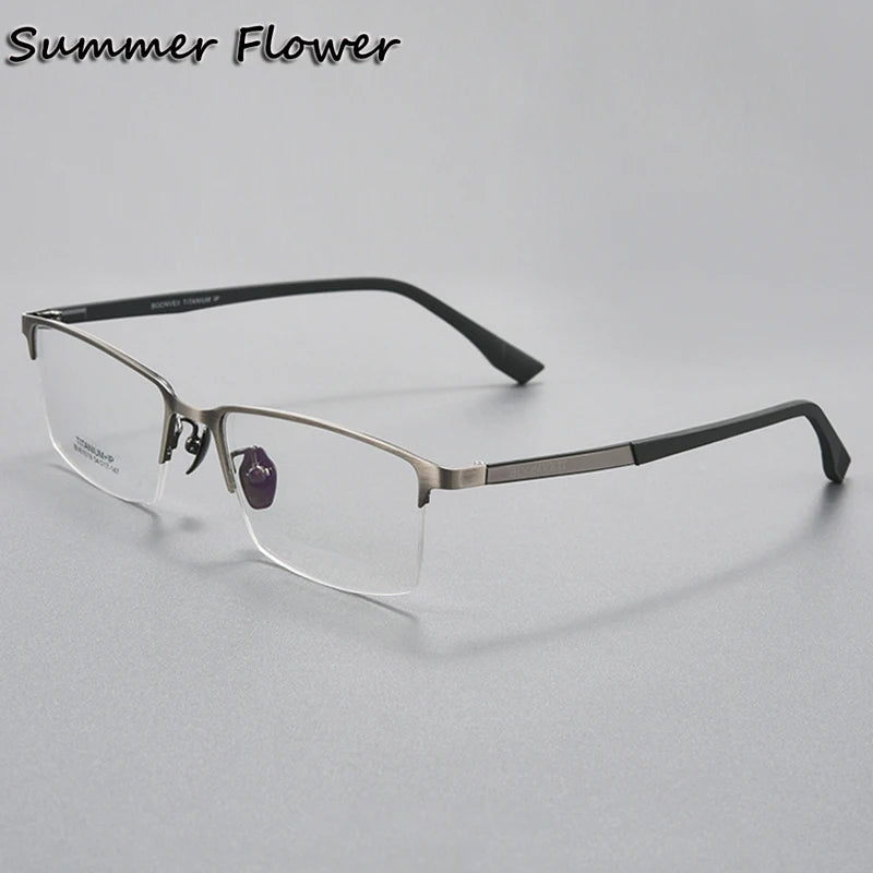Summer Flower 61019 Men's Square Semi Rim Eyeglasses