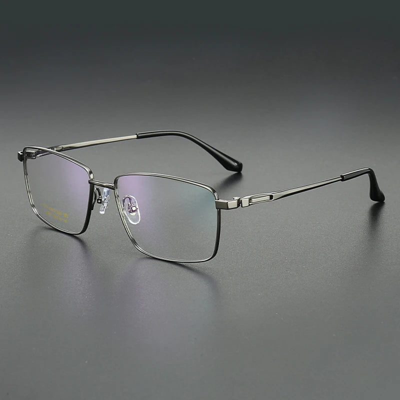 Muzz Men's Full Rim Big Polygon Square Titanium Eyeglasses 82916