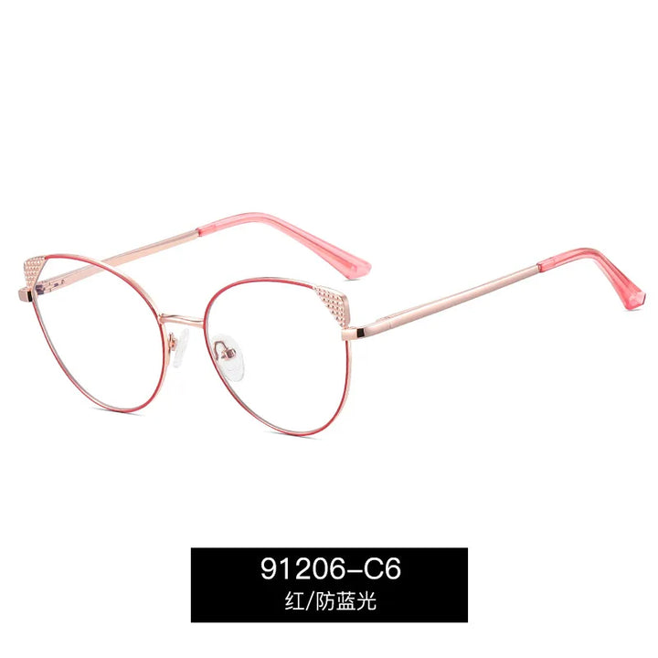 Reven Jate Women's Full Rim Small Oval Cat Eye Alloy Eyeglasses 391206