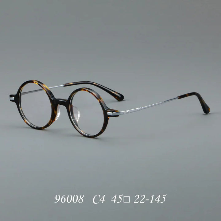 KatKani Unisex Full Rim Round Acetate Titanium Eyeglasses 96008 Full Rim KatKani Eyeglasses C4 CHINA