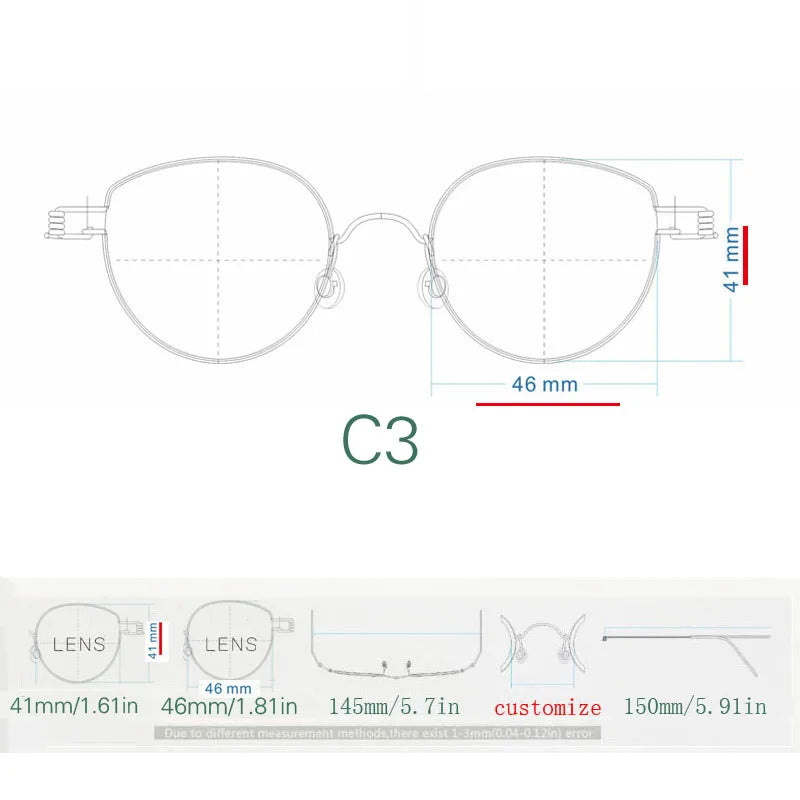 Yujo Unisex Full Rim Oval Steel Customized Nose Bridge Eyeglasses 150481