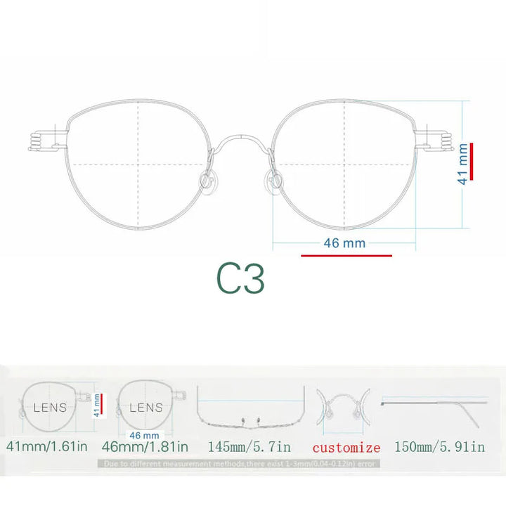Yujo Unisex Full Rim Oval Steel Customized Nose Bridge Eyeglasses 150481