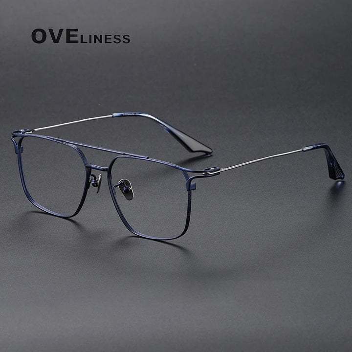 Oveliness Unisex Full Rim Square Double Bridge Titanium Eyeglasses 381000