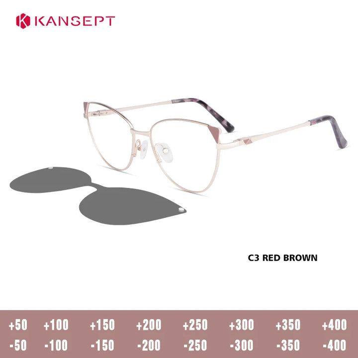 Kansept Women's Full Rim Oval Cat Eye Alloy Tr 90 Reading Glasses 51901