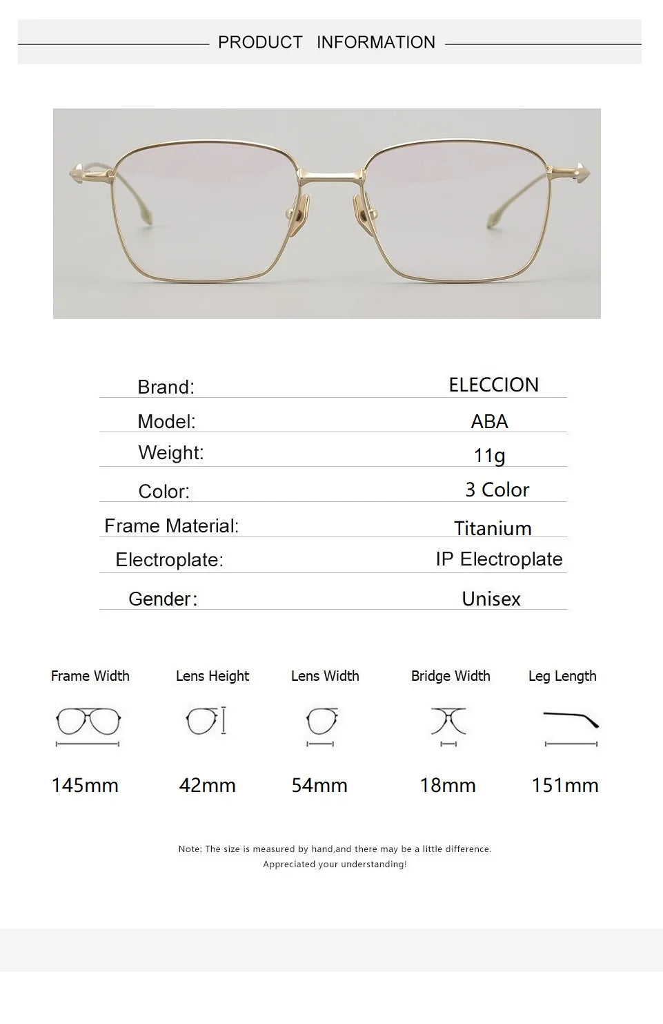 Eleccion Unisex Full Rim Square Titanium Eyeglasses 41214