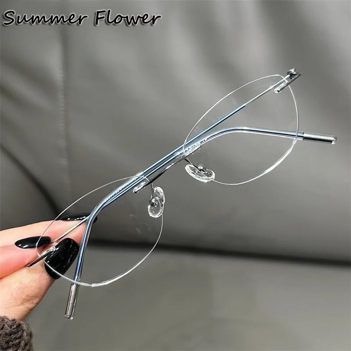 Summer Flower Women's Rimless Oval Square Titanium Eyeeglasses 696071
