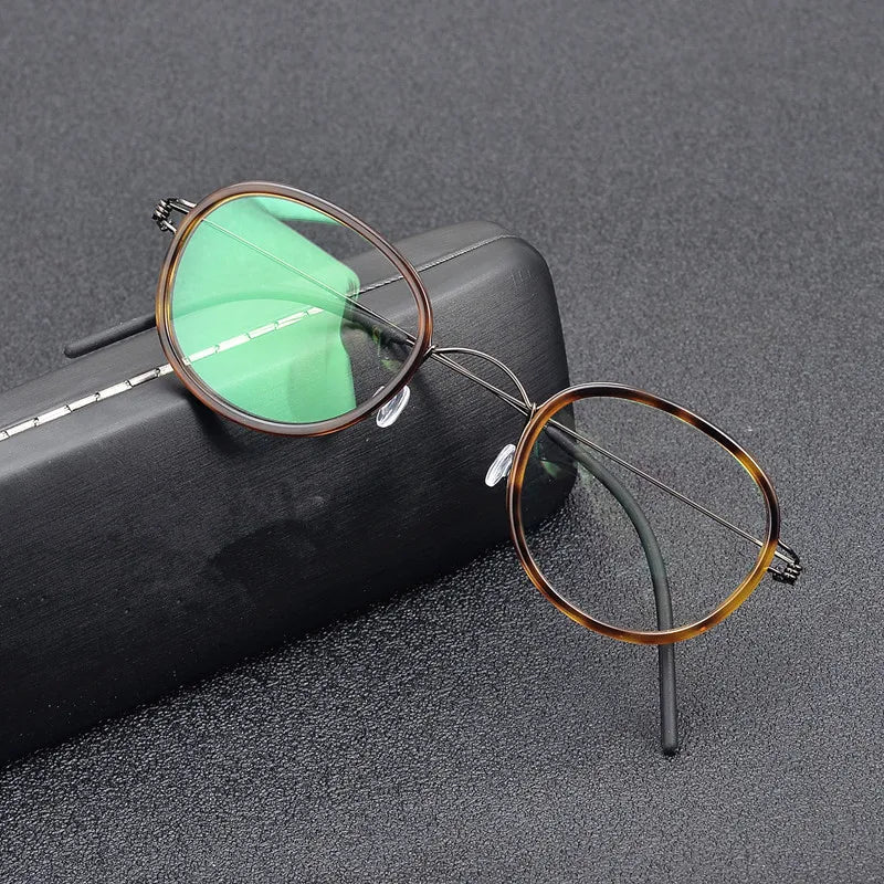 Aimee Unisex Full Rim Oval Square Titanium Acetate Eyeglasses 462440