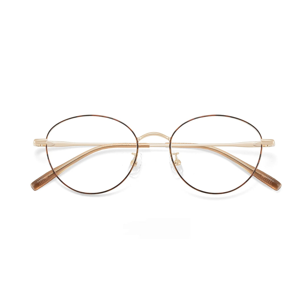 Yimaruili Unisex Full Rim Round Pure Titanium Eyeglasses 58272 — view 3 | Yimaruili at FuzWeb