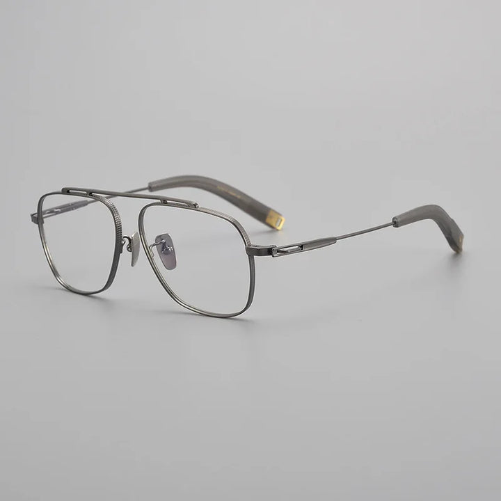 Hdcrafter Men's Full Rim Square Titanium Eyeglasses Lsa1051 Full Rim Hdcrafter Eyeglasses GRAY  