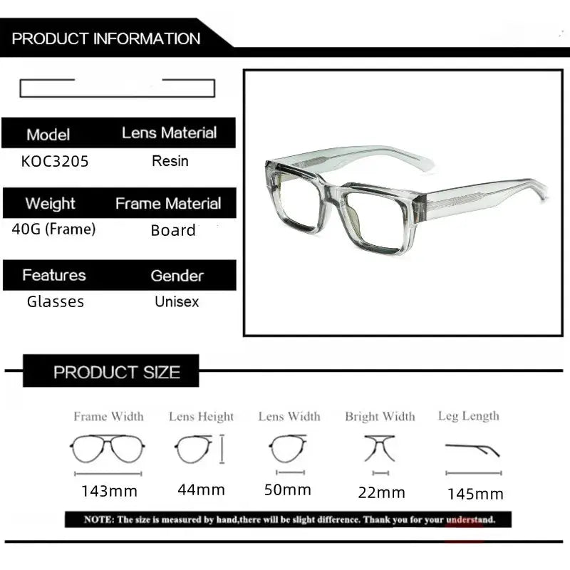 Kocolior 320500 Unisex Full Rim Square Thick Acetate Fibre Frames FuzWeb