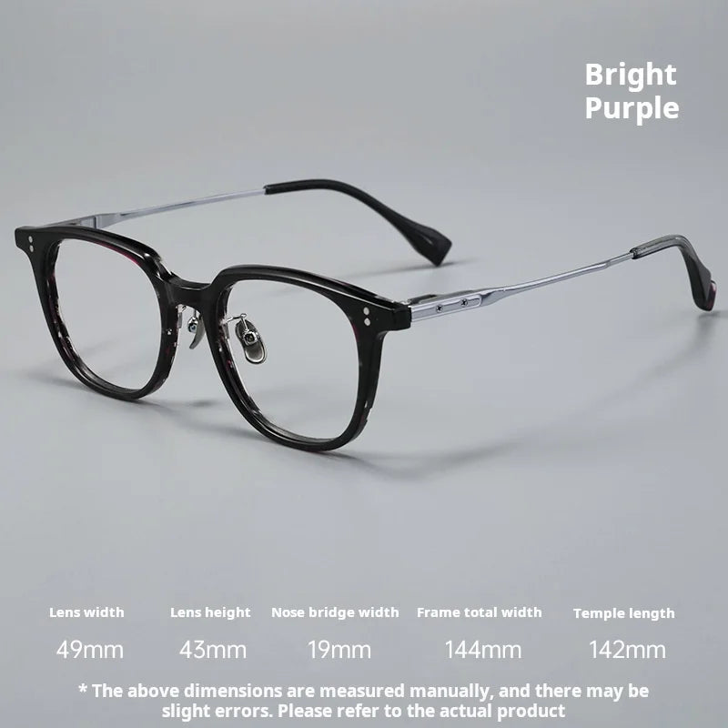 Momoja Unisex Full Rim Square Round Acetate Titanium Eyeglasses 78150