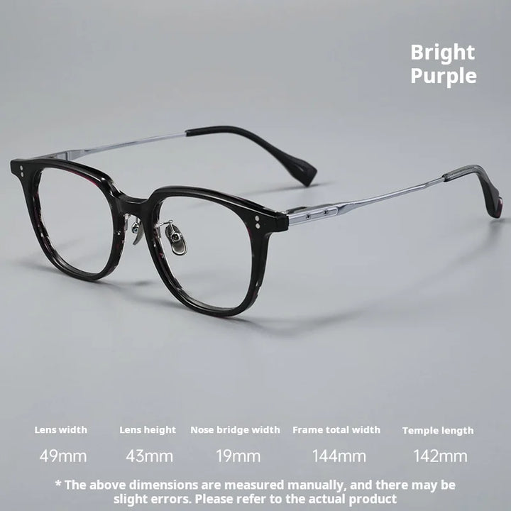 Momoja Unisex Full Rim Square Round Acetate Titanium Eyeglasses 78150