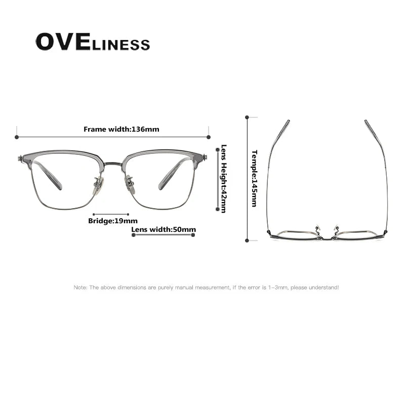 Oveliness Women's Full Rim Square Titanium Acetate Eyeglasses 80979 Full Rim Oveliness   