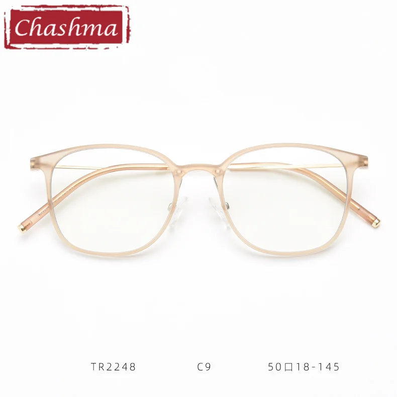 Chashma Women's Full Rim Square Tr 90 Titanium Eyeglasses 92248 Full Rim Chashma Light Brown