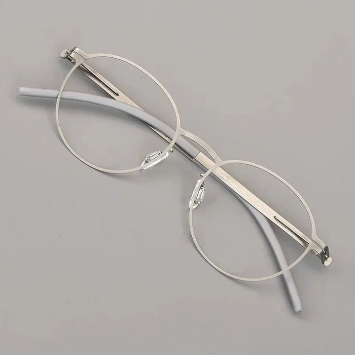 Bobbie 494420 Unisex Screwless  Full Rim Oval Round Steel Frames — view 1 | Bobbie at FuzWeb