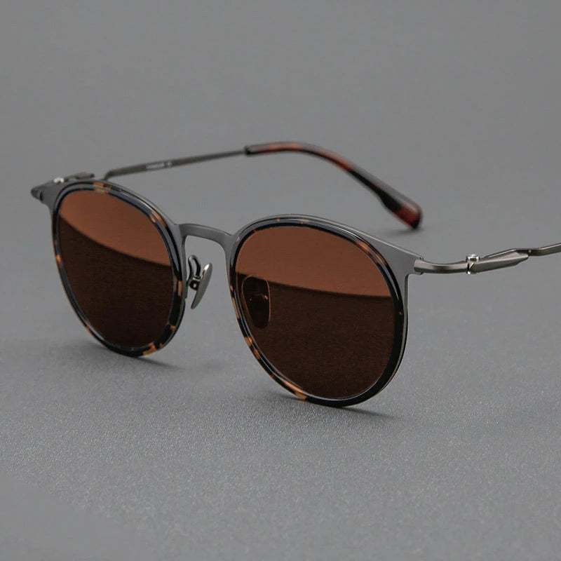 Blackmask Unisex Full Rim Round Titanium Polarized Sunglasses BM-0056S
