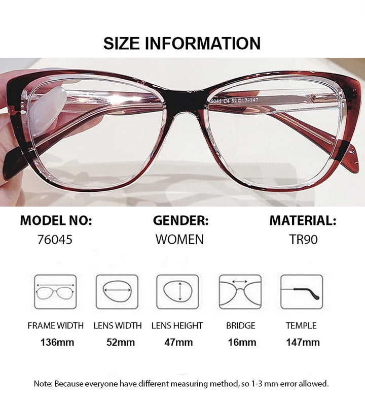 Summer Flower Women's Full Rim Square Cat Eye Tr 90 Titanium Eyeglasses 76045 Full Rim Summer Flower