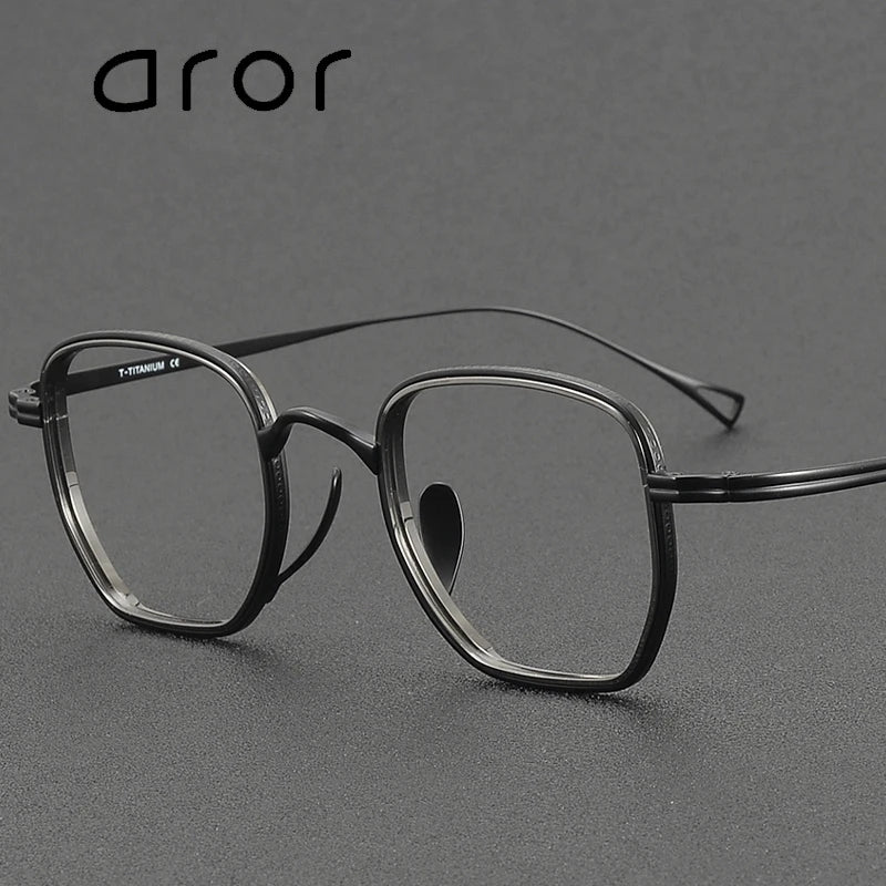 Aror Unisex Full Rim Polygon Square Titanium Eyeglasses 12337