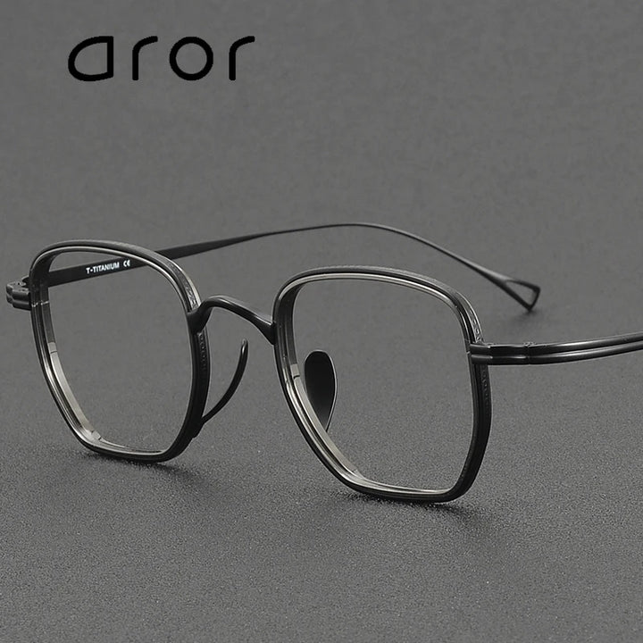 Aror Unisex Full Rim Polygon Square Titanium Eyeglasses 12337
