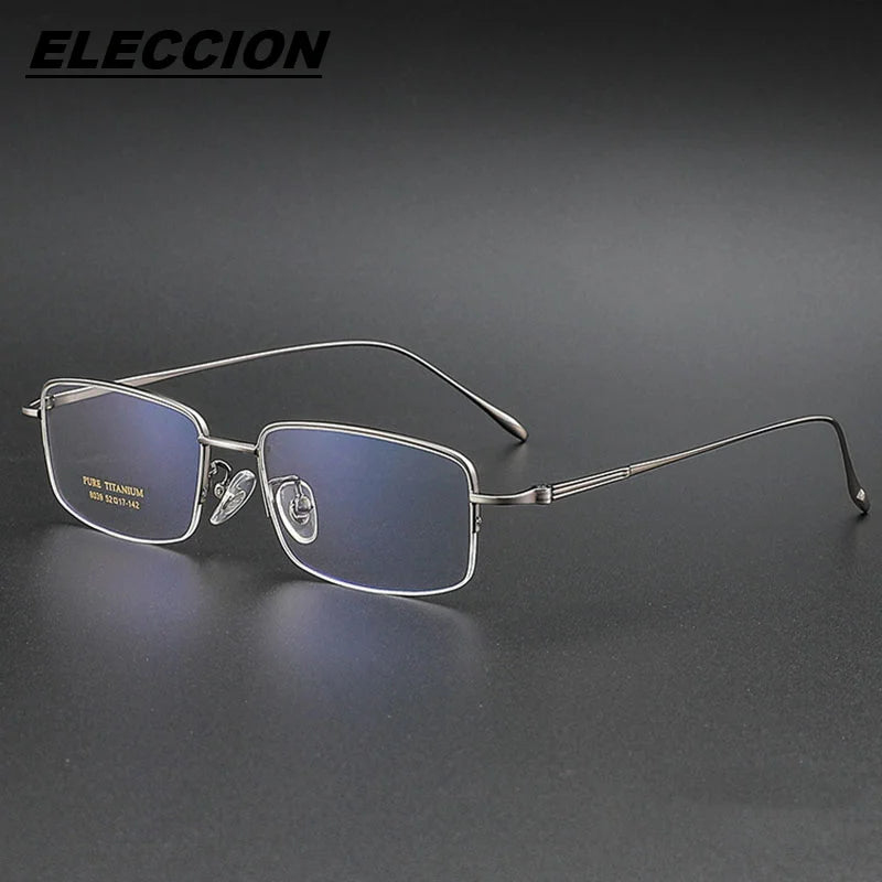 Eleccion Unisex Semi Rim Square Titanium Eyeglasses 8093 Semi Rim Eleccion Gray CHINA