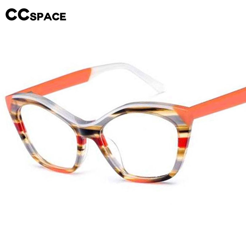 CCSpace Unisex Full Rim Cat Eye Acetate Fiber Eyeglasses 56527 Full Rim CCspace   