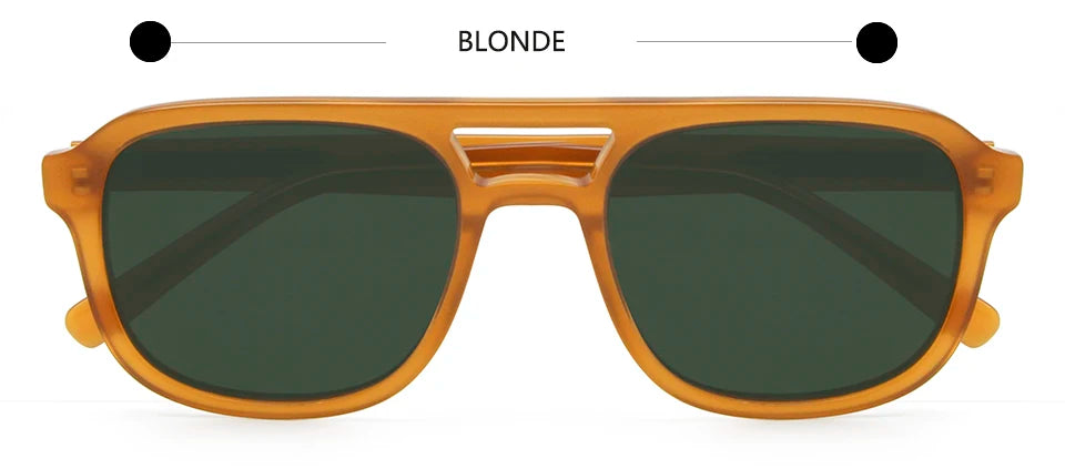 Esnbie Unisex Full Rim Square Double Bridge Acetate Sunglasses 230271