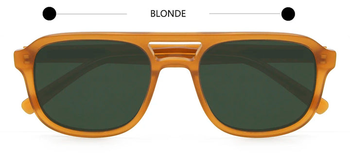 Esnbie Unisex Full Rim Square Double Bridge Acetate Sunglasses 230271