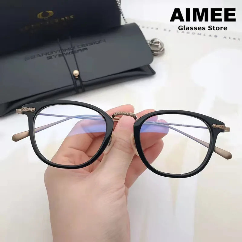 Aimee Unisex Full Rim Square Titanium Acetate Eyeglasses 5037 Full Rim Aimee   