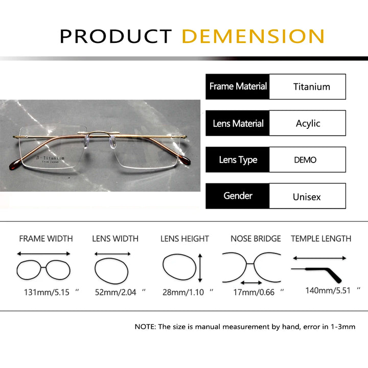 Esnbie Women's Rimless Small Square Titanium Eyeglasses 243207