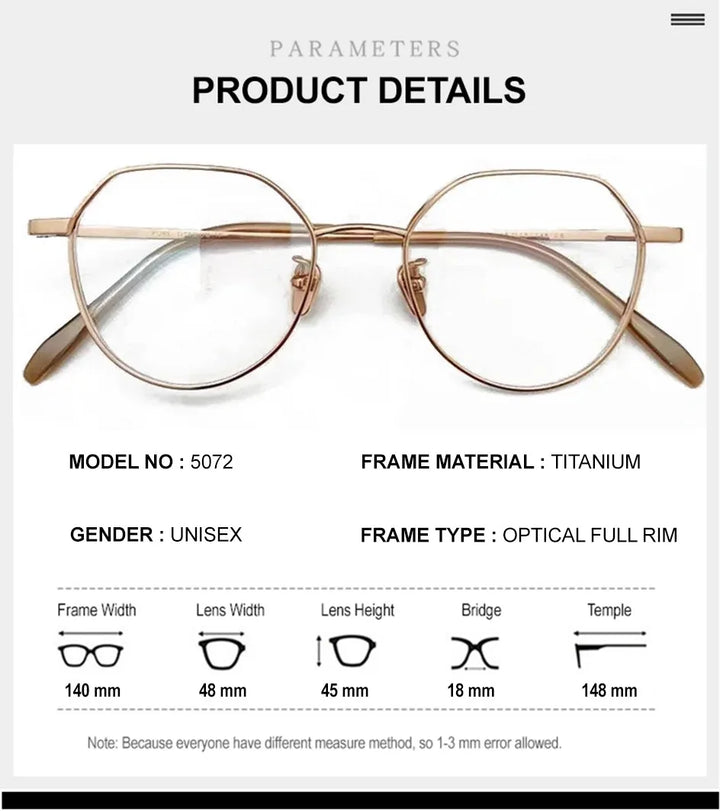 Chashma Ottica Unisex Full Rim Flat Top Oval Titanium Eyeglasses