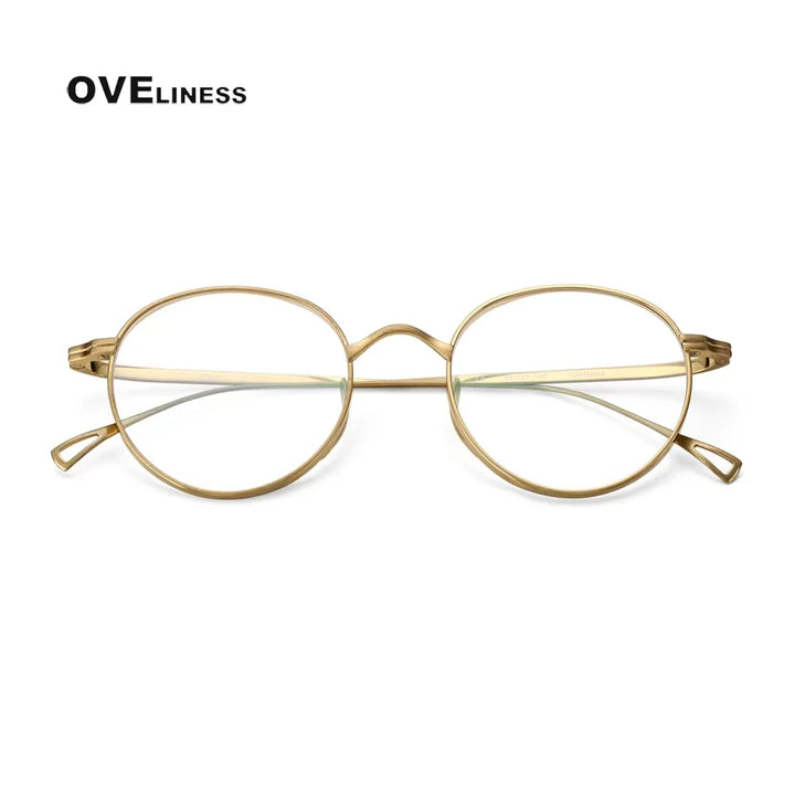 Oveliness Unisex Full Rim Oval Round Titanium Eyeglasses 10518 Full Rim Oveliness Gold