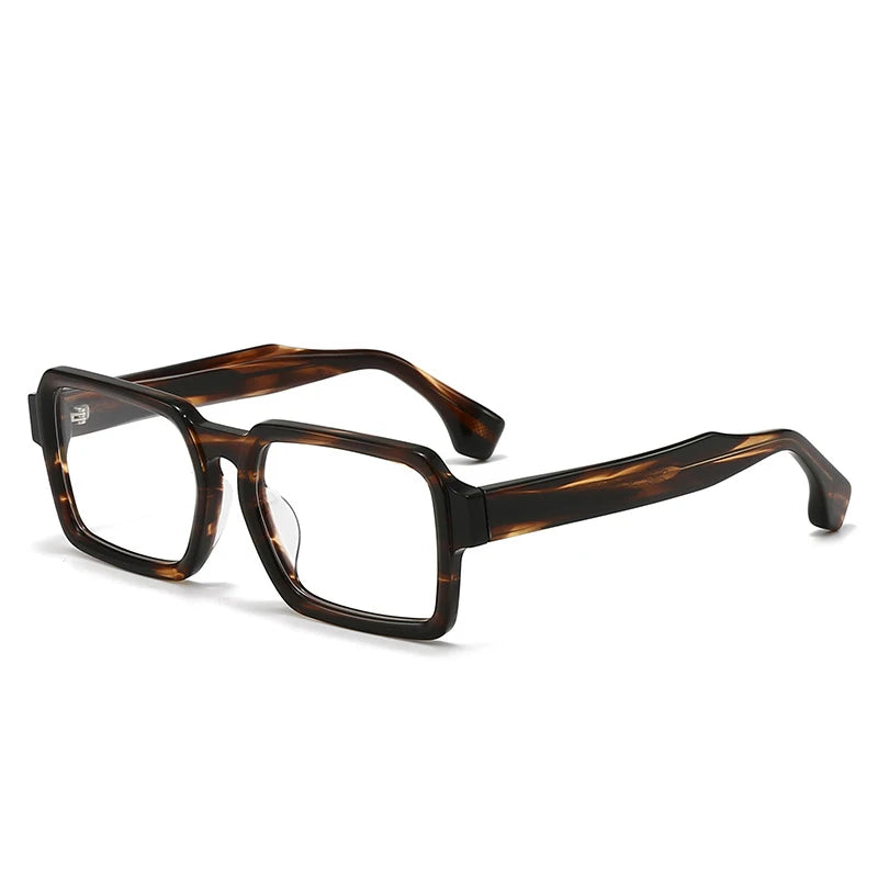 Black Mask Unisex Full Rim Square Thick Acetate Eyeglasses 21378 Full Rim Black Mask Tortoise  