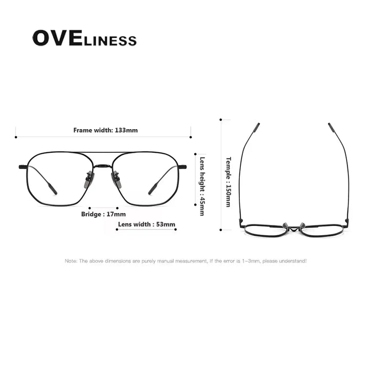 Oveliness Women's Full Rim Square Double Bridge Titanium Eyeglasses  81334