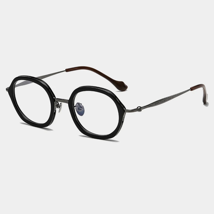 Gatenac Unisex Full Rim Square Acetate Titanium Eyeglasses Gxyj1461 Full Rim Gatenac Black  