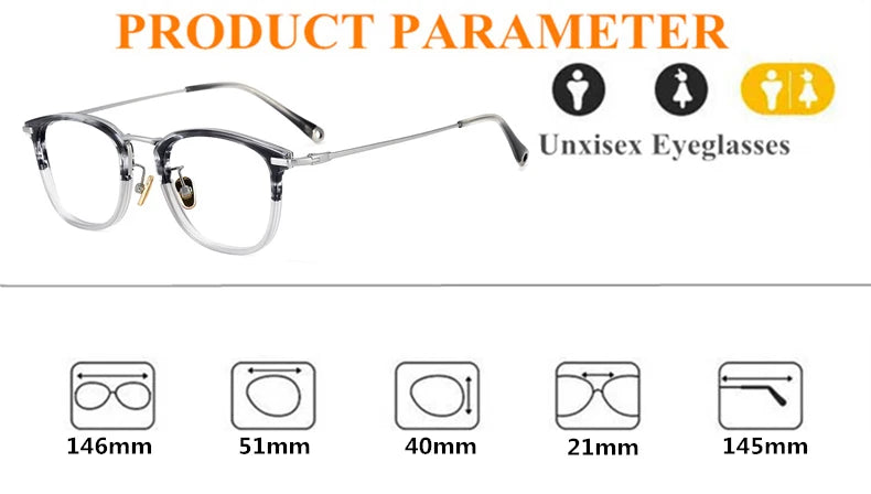 Black Mask Unisex Full Rim Square Titanium Acetate Eyeglasses 41286 Full Rim Black Mask