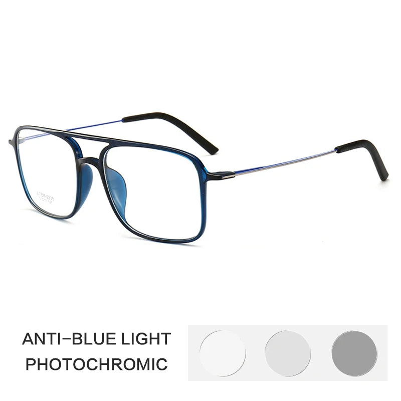 Gatenac Women's Full Rim Square Double Bridge Tr 90 Titanium Photochromic Reading Glasses G2235