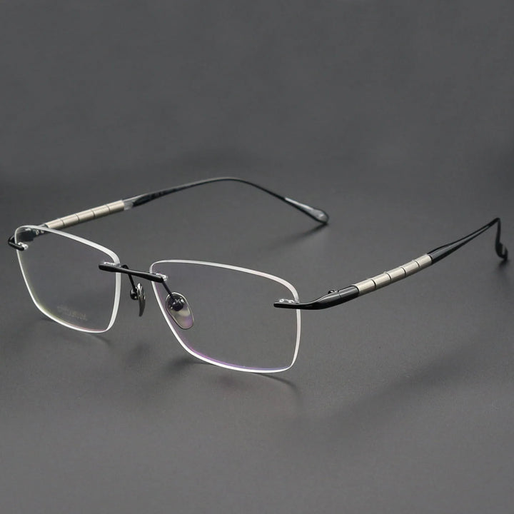 Eleccion Unisex Rimless Square Titanium Eyeglasses 27038