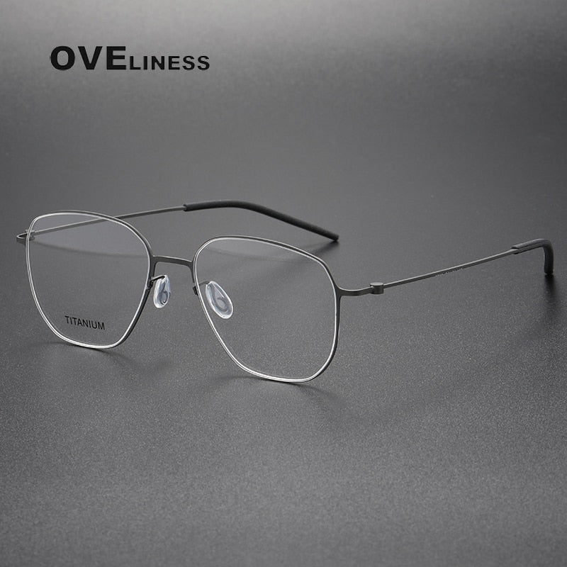 Oveliness Unisex Full Rim Square Screwless Titanium Eyeglasses 5505 Full Rim Oveliness gun  