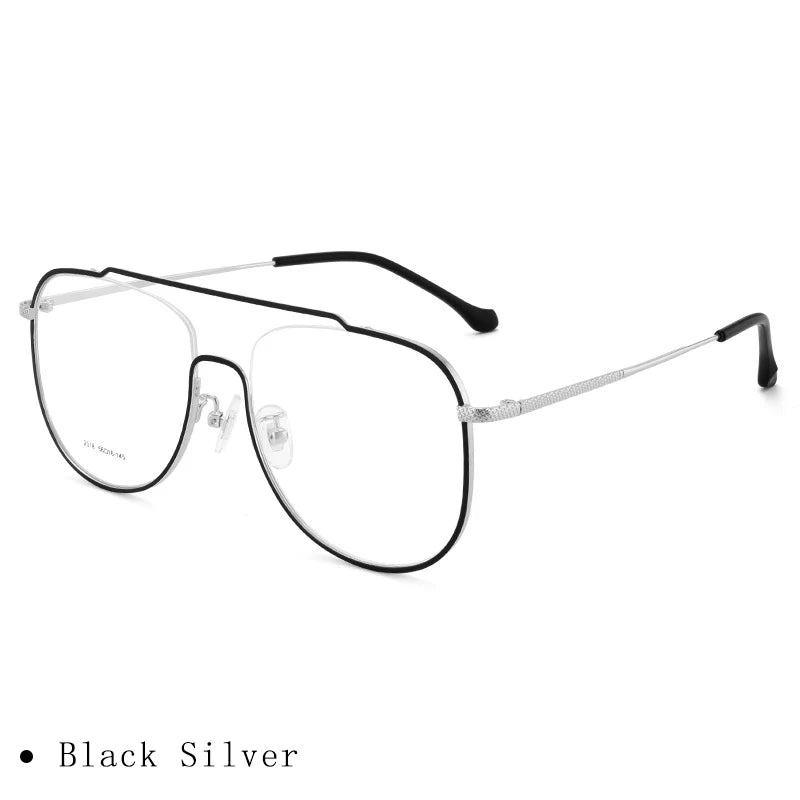 Hdcrafter Unisex Full Rim Square Alloy Eyeglasses 2318 Full Rim Hdcrafter Eyeglasses Black-Silver  