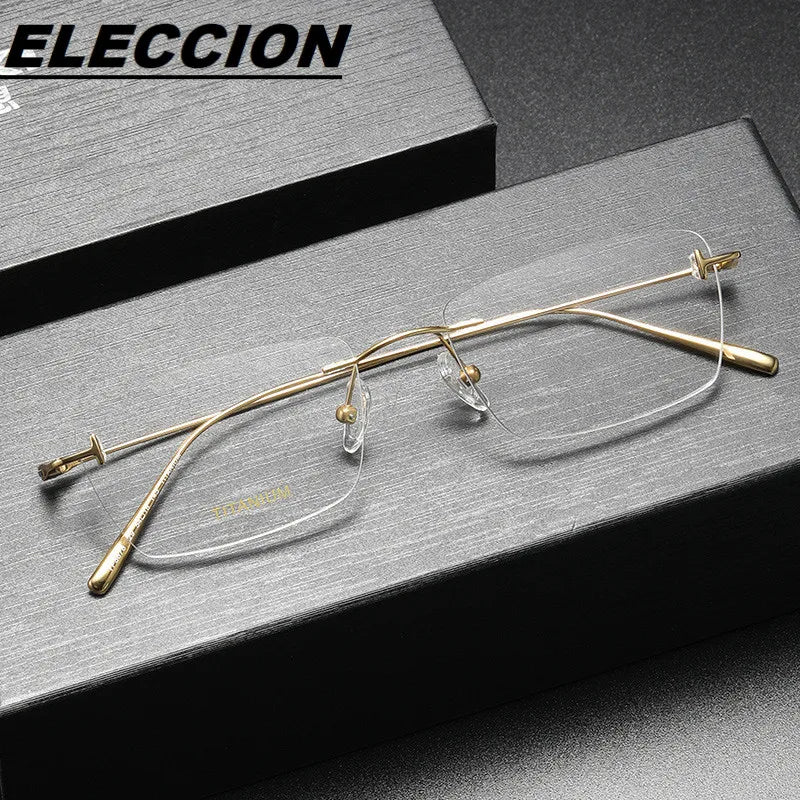 Eleccion Women's Rimless Square Titanium Eyeglasses 5678 Rimless FuzWeb