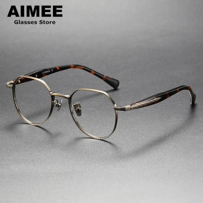 Aimee Unisex Full Rim Flat Top Round Titanium Acetate Eyeglasses 2218 Full Rim Aimee   