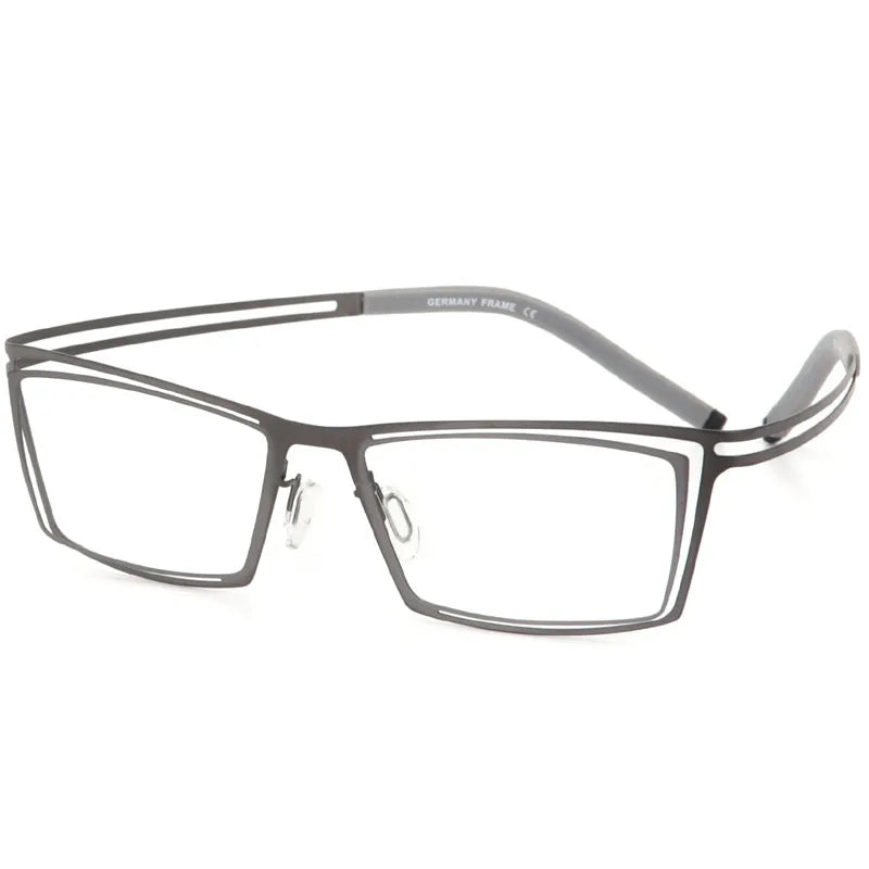 Muzz Unisex Full Rim Square Screwless Stainless Steel Eyeglasses 48820